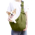 Foldable green breathable pet sling bag for dogs and cats in a comfortable crossbody style - 65x30x80cm / Army Green