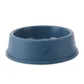Durable blue plastic pet dog bowl with cute paw print patterns for easy cleaning and feeding - S / Blue