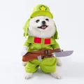 Funny green soldier costume for small dogs and cats, military style Halloween pet outfit - S / Soldier Style