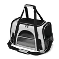 Borsa trasporto grigia per animali con finestre in rete per gatti e cani - Stile Tappetino in Pile Piccolo / Nero e Grigio