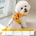 Cute yellow hamburger plush dog harness and leash set for small dogs, size S M - S / Hamburger