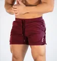 Maroon quick-dry gym shorts for men with breathable mesh fabric and drawstring waist - Dark Red