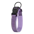 Gros plan d'un collier réfléchissant violet pour chien avec rembourrage - Violet