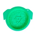 Durable green silicone pet slow feeder lick mat bowl with raised dog and bone patterns - Green