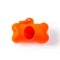 Durable and portable bright orange bone-shaped dog poop bag dispenser for outdoor pet walks - Without Waste Bags / Orange