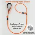 Close-up detail of durable steel wire core dog leash with protective rubber coating - Webbing Handle P-Rope (Single Buckle) / Thickness 5mm * Length 70cm / Orange