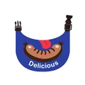 Bavaglino blu impermeabile in cotone per cani con salsiccia cartoon e stampa Delicious - Taglia S / Motivo Salsiccia - Blu