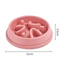 Pink plastic slow feeder pet bowl for dogs and cats with maze design, 21cm diameter size - 21x21x4.5cm / Round Style / Pink