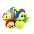 Set of colorful elastic pet tennis balls with black paw print designs for dog training - Low Elasticity Style / 2 Pcs/Set / Mixed Colors (Footprint Pattern)