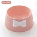 Gamelle antidérapante rose pour chats et chiens avec un joli nœud papillon blanc - Nœud Blanc / Rose