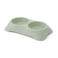 Durable anti-flip double pet bowl for cats and dogs in minimalist sage green plastic - S / Green