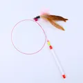 Interactive feather cat teaser wand with bell and durable steel wire for pet play. - Feather Style