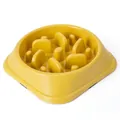 Durable yellow puzzle slow feeder dog bowl with anti-choke maze design for healthy eating - Oversized / Yellow