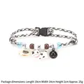 Hand-woven adjustable pet collar with cute cartoon cat and fish charms plus a black bell - Cat Eating Fish Pet Collar