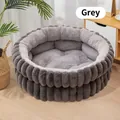 Lit rond en peluche épais et confortable pour petits chiens et chats, coloris gris chaud - Taille 40cm / Gris foncé