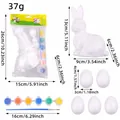 DIY Easter foam rabbit and egg painting kit with size markings and 6-color paint set - S2-18/Style B