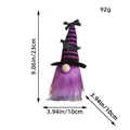 Handmade Halloween gnome plush doll with purple beard and striped wizard hat - Bat Style / Purple