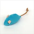 Blue corduroy catnip mouse toy for cats with realistic tail for biting and playing - Plush Mouse (12*3cm) / Blue Pink