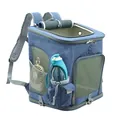 Large breathable blue pet backpack carrier for cats and small dogs - Denim Blue L
