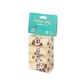 Eco-friendly pet poop bags with brown paw prints, recycled material, 15 bags per roll. - 8 Rolls Set / Milk Scented Header Card (120 Bags)