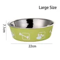 Large size green stainless steel pet bowl with 22cm diameter and 7.1cm height dimensions - L / Green