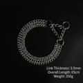 Durable 3-row stainless steel P-chain dog collar for large breeds, 65cm length - Triple Row Slip Chain / 3.0mmx65cm