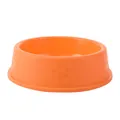 Durable bright orange plastic dog bowl with embossed paw print for easy pet feeding and cleaning - S / Orange