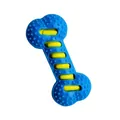 Langlebiges blau-gelbes quietschendes Hundespielzeug in Knochenform mit Zahnpflege-Texturen - Zweifarbig Quietschender Knochen / Blau
