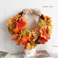 Harvest autumn artificial maple leaf wreath with burlap bow for wall and door decoration - Lotus Pod Wreath Style (J2-14)