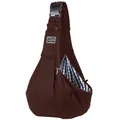 Breathable brown pet sling carrier with checkered lining for small dogs and cats - 65x30x80cm / Coffee