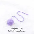 Interactive purple woven cotton rope ball cat toy with long tail for dental play - Tail Balloon / Grape Purple