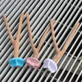 Natural Y-shaped prickly ash wood bird perches with colorful wing-nut bases for cages - Peeled Forked Branch / 20CM (Random Color Washer)