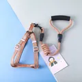Morandi orange linen pet harness and braided rope leash set with comfy foam handle - XS (1.0cm) / Orange