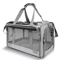 Portable gray breathable pet carrier bag with mesh windows for cats and small dogs travel - 47*26.5*29 / Gray