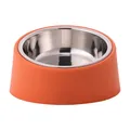 Modern orange pet bowl with removable stainless steel insert and neck protection design - Stainless Steel Inner Bowl / Orange