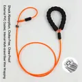 Macro view of multi-strand steel wire core inside a durable orange PVC coated dog leash - Foam Handle P-Rope (Single Buckle) / Thickness 5mm * Length 70cm / Orange