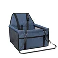 Blue waterproof pet car booster seat with safety straps for small dogs and cats - Matte Navy Blue