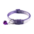 Paarse kattenhalsband met belletje, pootafdrukken en een gesp in de vorm van een kat. - Kattenkop Gesp Stijl / Paars