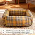 Cama para mascotas a cuadros amarillos y azules, nido acogedor para perros y gatos. - Tamaño 1: 59*40*20cm / A cuadros amarillos y azules