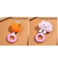 Plush squeaky dog chew toys with pink TPR rings featuring carrot and cloud designs - Fabric Strip Donut (Cloud + Carrot)