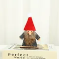 Handcrafted wooden Christmas gnome ornament with red felt hat and furry beard - Black Clothes Red Hat (V2-26)