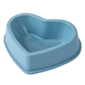 Durable blue heart-shaped pet feeding bowl for cats and dogs with a sleek matte finish - Blue / S