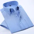 Klassisches hellblaues Oxford-Kurzarmhemd mit Button-Down-Kragen und Brusttasche - 38 / Oberteile / Blau