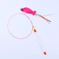 Interactive cat teaser wand featuring a pink plush fish pendant and a small bell - Fish Style
