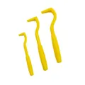 Professionelles Set mit drei gelben Zeckenhaken aus Kunststoff für die Reinigung von Haustieren - Dreiteiliges Set / Gelb
