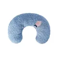 Soft plush U-shaped pet pillow for cats and dogs in light blue with peach embroidery - 27x17x6cm / Blue Moon Pillow (Peach Embroidery)