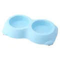 Light blue non-slip double pet bowl for cats and dogs, durable plastic pet food feeder - S / Single Bowl (Plastic Liner) / Blue
