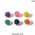 Sei palline di rattan colorate da 4cm per gatti, accessori interattivi leggeri da 3,5g. - Palla in Vimini Intrecciato con Campanello / 4CM di diametro / Viola