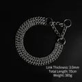 201 stainless steel triple-strand P-chain dog collar in silver finish - Triple Row Slip Chain / 3.0mmx70cm