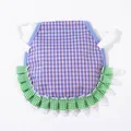 Purple plaid chicken saddle with green lace ruffle for hen back feather protection - One Size / Purple Mixed Plaid Print